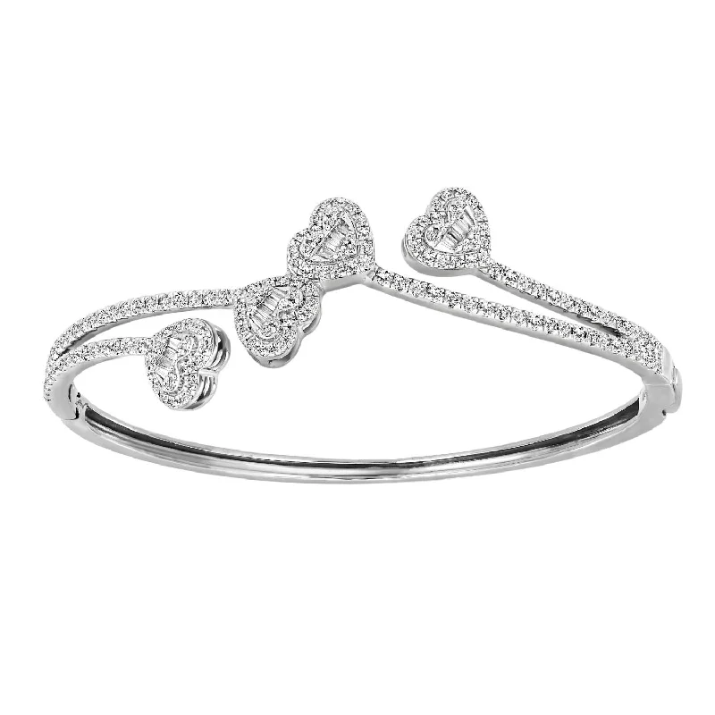 Stackable Bangle Set-LADIES BANGLE 1.50CT ROUND/BAGUETTE DIAMOND 14K WHITE GOLD