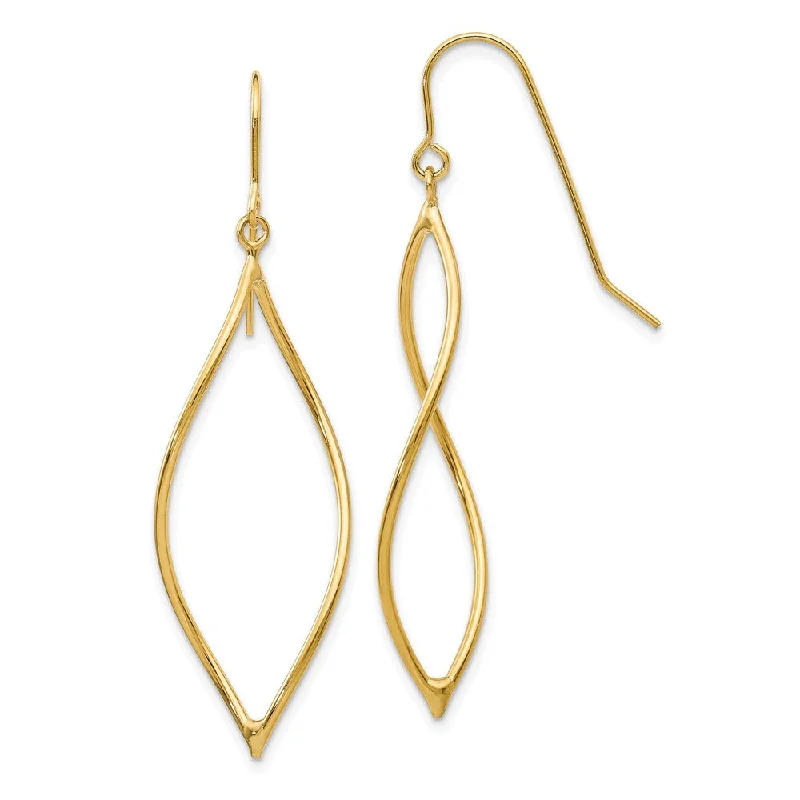 Opal Earrings-14k Yellow Gold Twisted Oblong Dangle Earrings