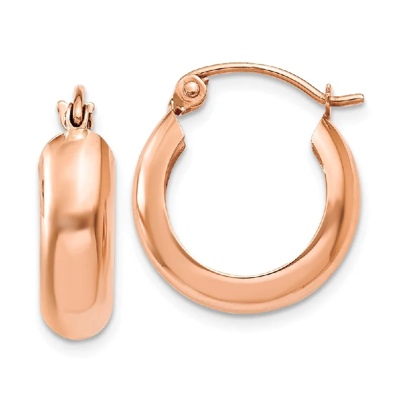 Antique Gold Earrings-4.75mm x 15mm 14k Rose Gold Half Round Open Back Hoop Earrings