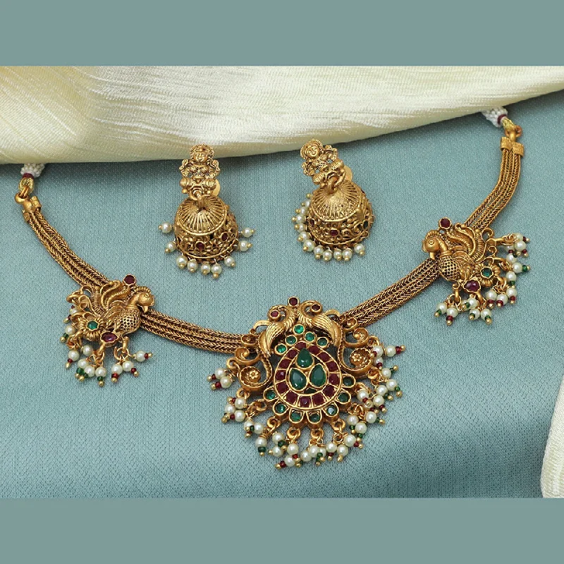 Personal Initial Necklace-Diksha Collection Gold Plated Pota Stone Necklace Set