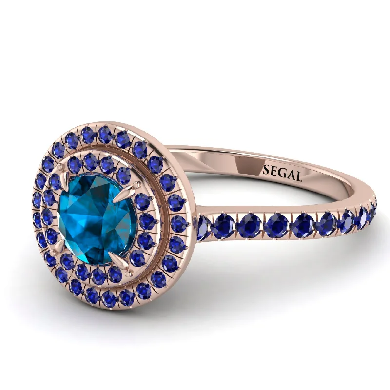 Double Halo Blue Topaz Ring - Zoey No. 514