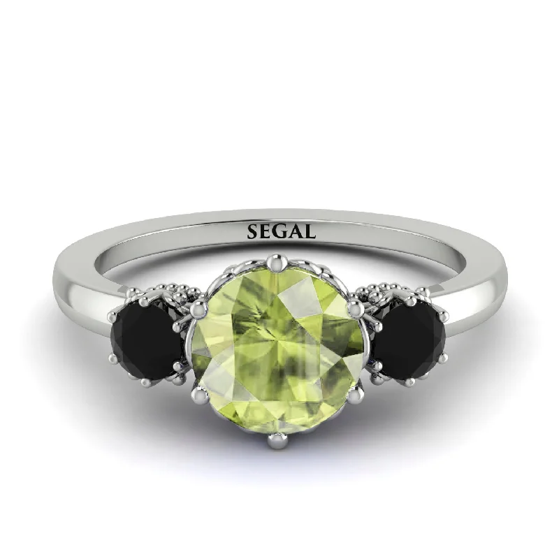 Classic 3 Stone Peridot Engagement Ring - Sofia No. 709