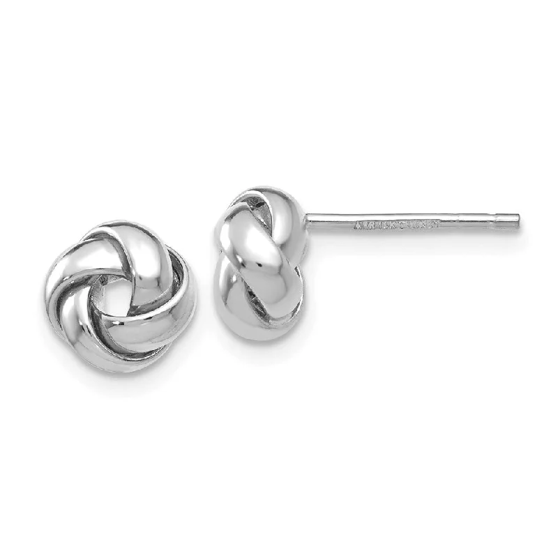 Elegant Statement Earrings-8mm Polished Love Knot Earrings in 14k White Gold