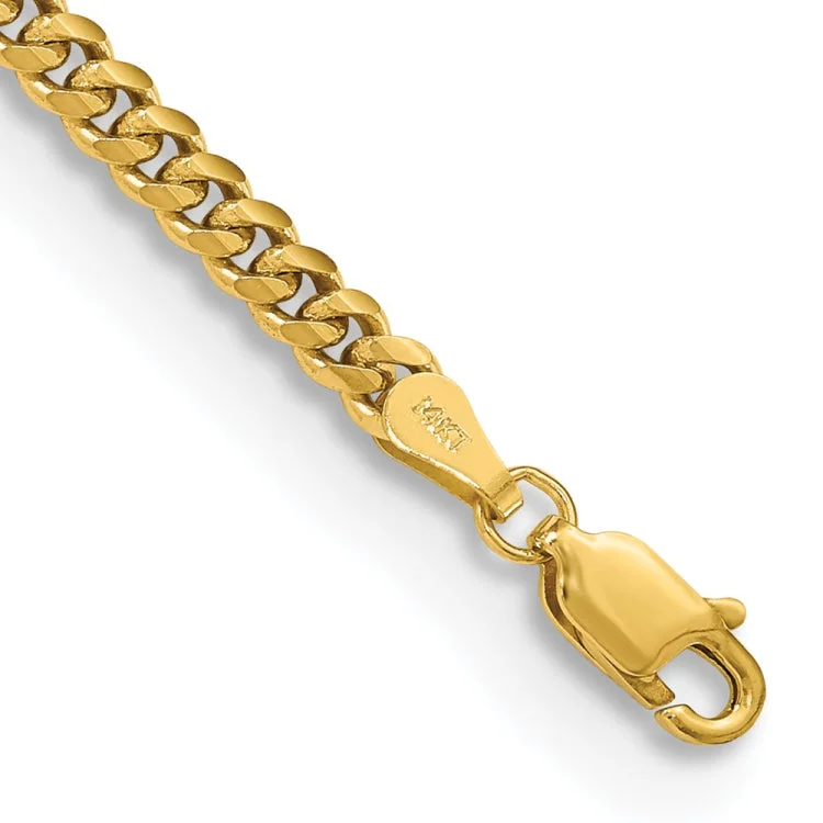 Vintage Style Bracelets-14K 7 inch 3.5mm Solid Miami Cuban Link with Lobster Clasp Bracelet