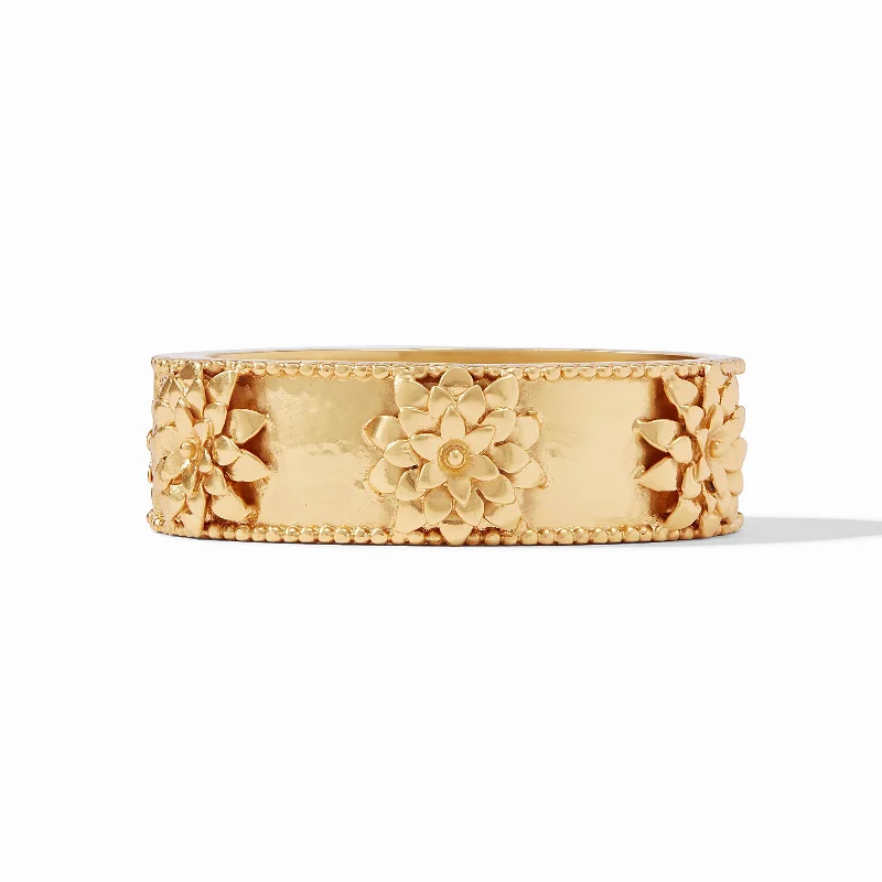 Traditional Gold Bangle Set-Flora Statement Hinge Bangle