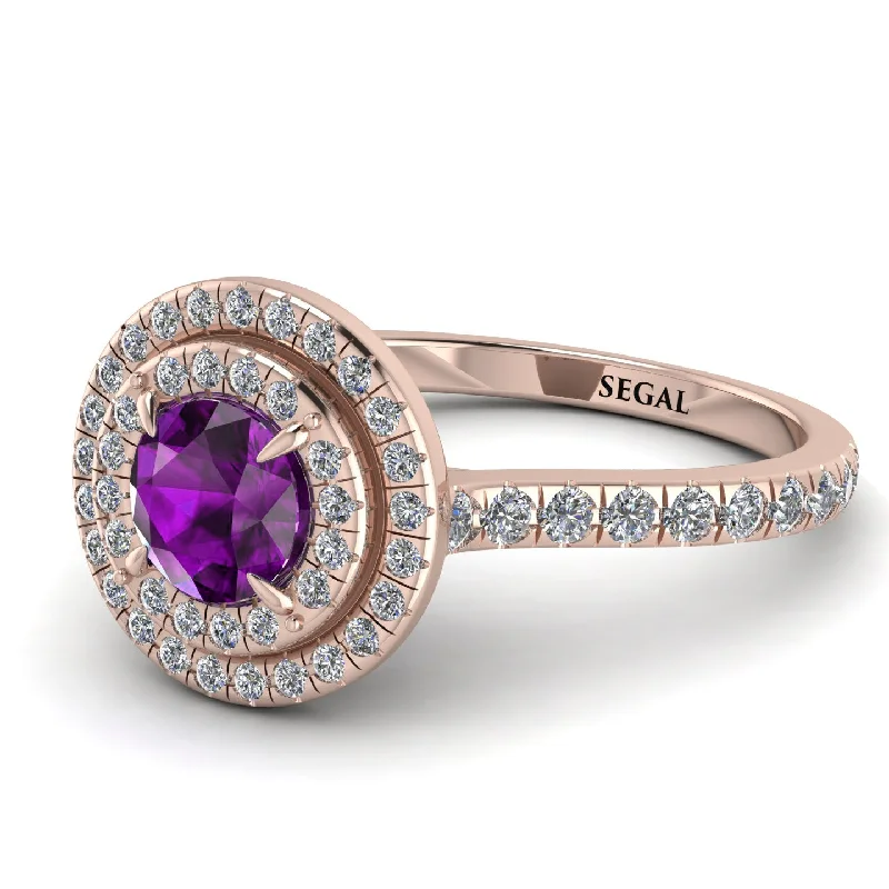 Double Halo Amethyst Ring - Zoey No. 302