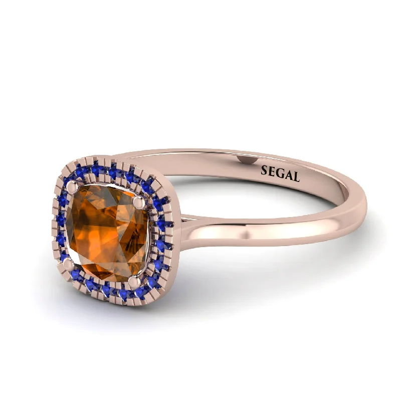 Vintage Classic Halo Cushion Brown Diamond Ring - Skylar No. 1114