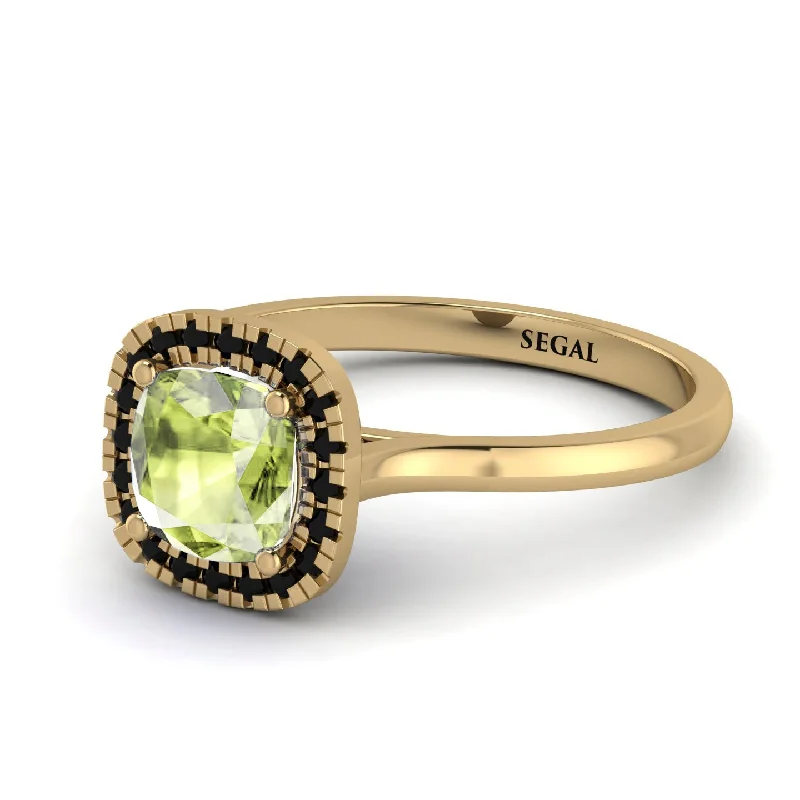 Vintage Classic Halo Cushion Peridot Ring - Skylar No. 707