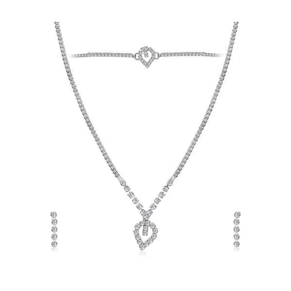 Romantic Heart Necklace-Eugenia Austrian Stone Silver Plated Necklaces Set