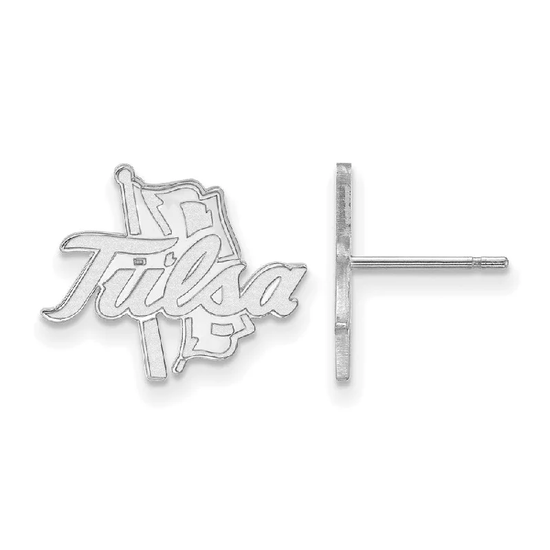 Colorful Gemstone Earrings-10k White Gold The University of Tulsa Small Post Earrings