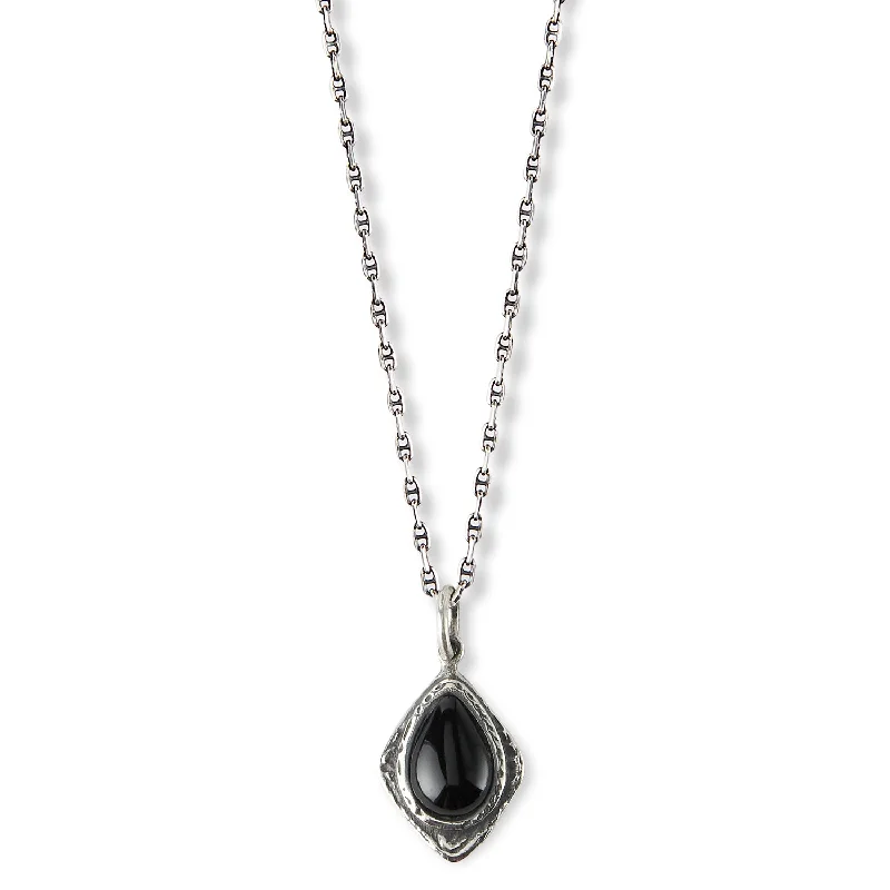 Diamond Solitaire Necklace-Onyx drop