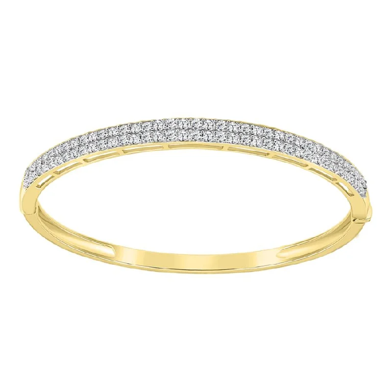 Custom Gold Bangles for Brides-LADIES BANGLE 2.00CT ROUND DIAMOND 14K YELLOW GOLD