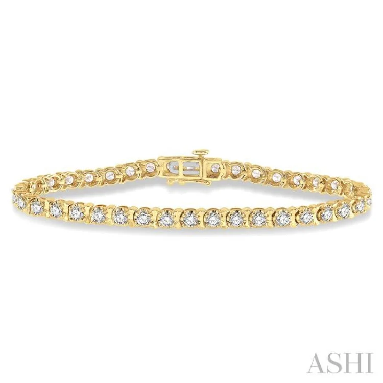 Bohemian Style Bracelets-5 ctw Round Cut Diamond Tulip Bracelet in 14K Yellow Gold