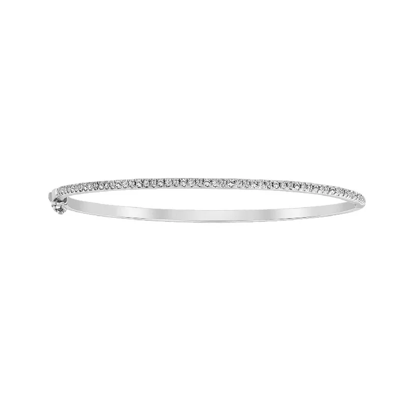 Modern Gemstone Bangles-LADIES BANGLE 0.50CT ROUND DIAMOND 14K WHITE GOLD