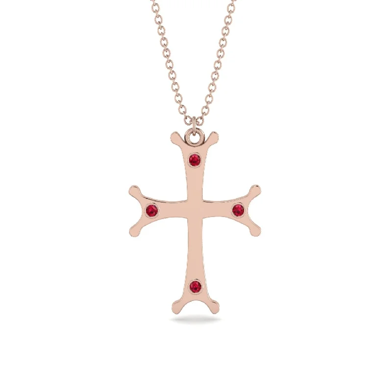 Name Necklace for Mom-Vintage Ruby Christian Cross Necklace - Peter No. 11