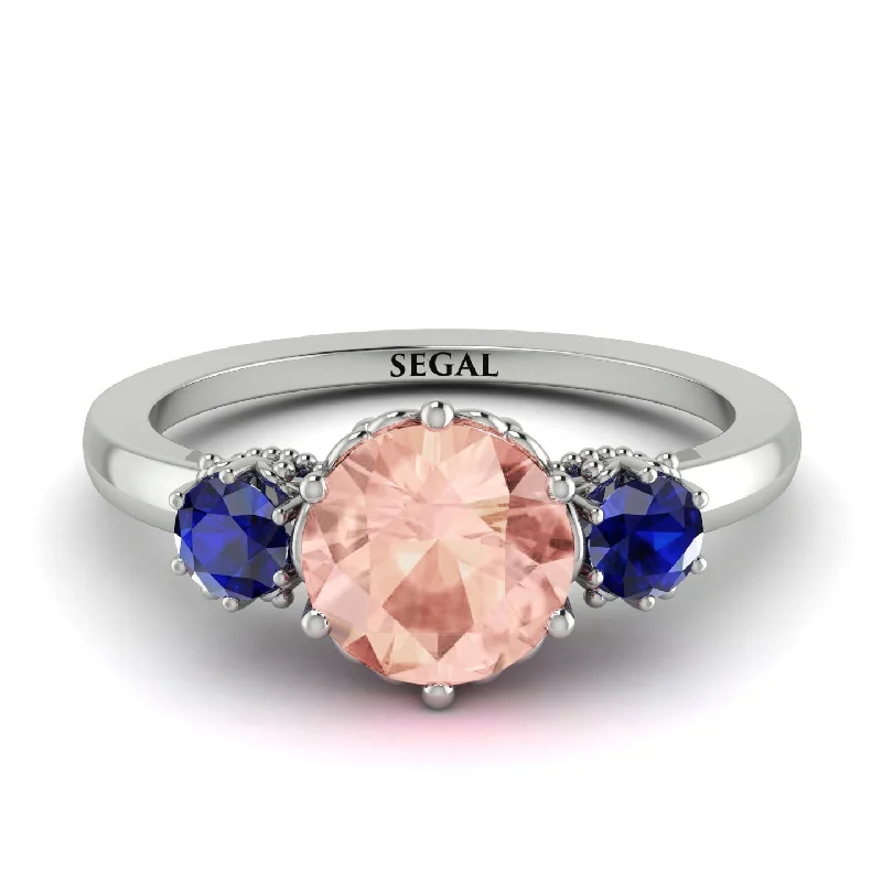 Classic 3 Stone Morganite Engagement Ring - Sofia No. 915