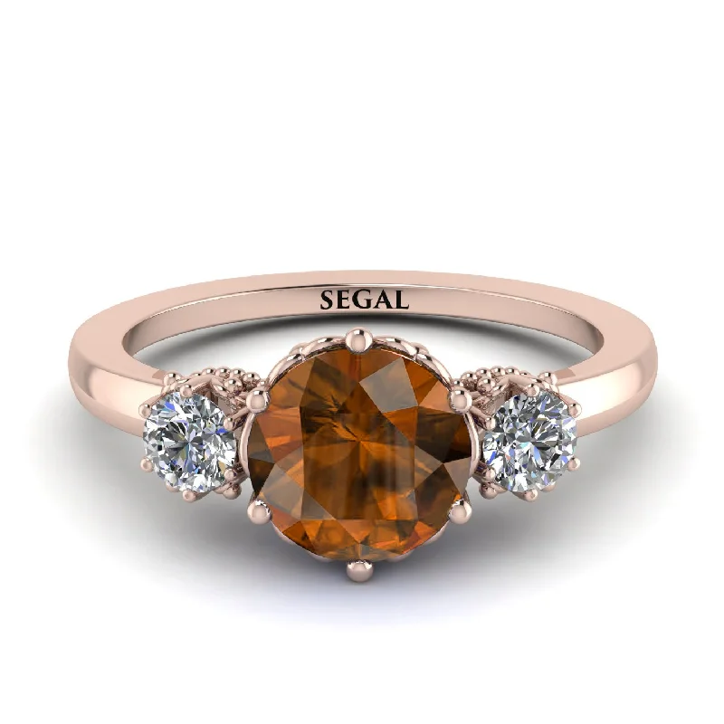 Classic 3 Stone Brown Diamond Engagement Ring - Sofia No. 1102