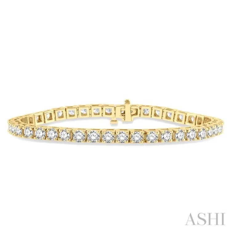 Colorful Charm Bracelets-8 Ctw Square Shape Round Cut Diamond Tennis Bracelet in 14K Yellow Gold