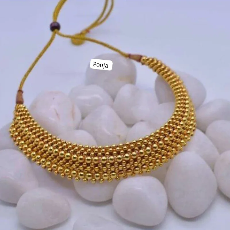 Gold Choker Necklace-Pooja Bangles Gold Plated Necklace Set