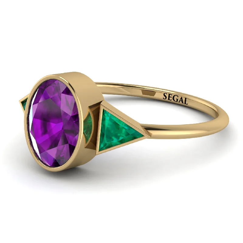 Geometrical Bezel Amethyst Ring - Trinity No. 304