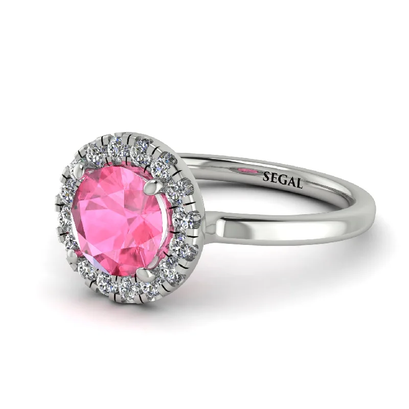 1ct Round Pink Moissanite Engagement Ring - Natalia No. 803