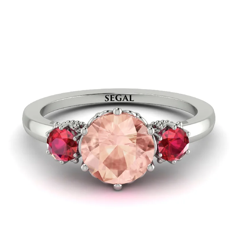 Classic 3 Stone Morganite Engagement Ring - Sofia No. 912