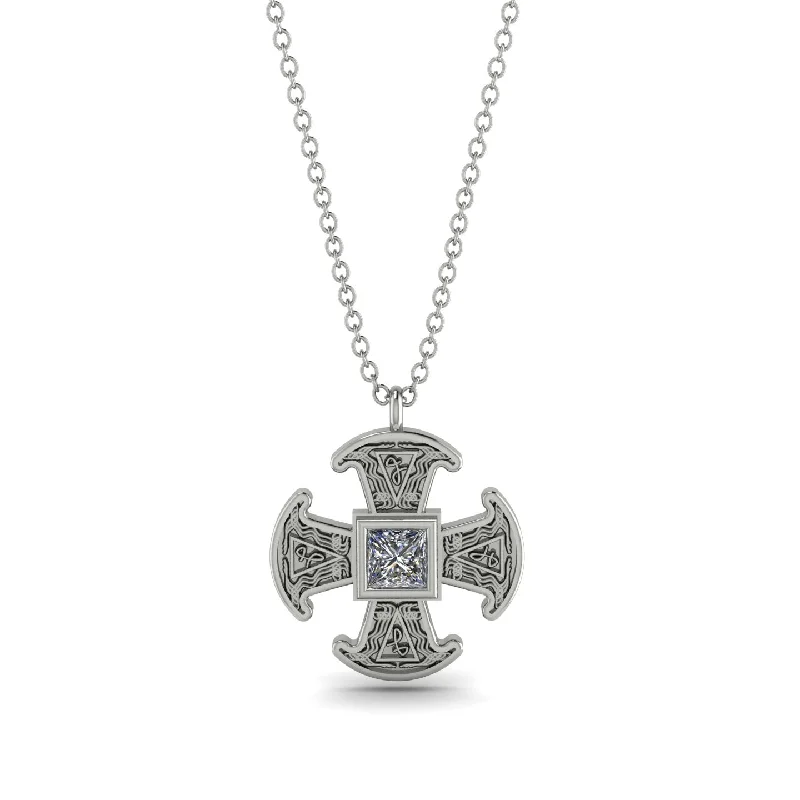 Chunky Gold Necklace-Celtic Cross Diamond Necklace - Thomas No. 3