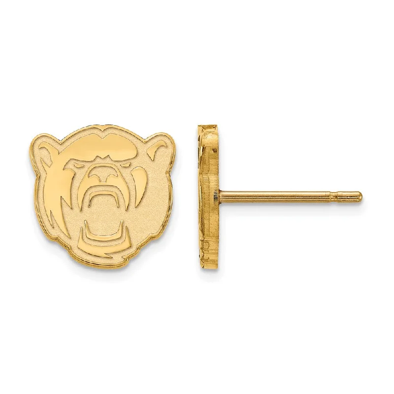 Classic Stud Earrings-14k Yellow Gold Baylor University XS (Tiny) Bear Post Earrings