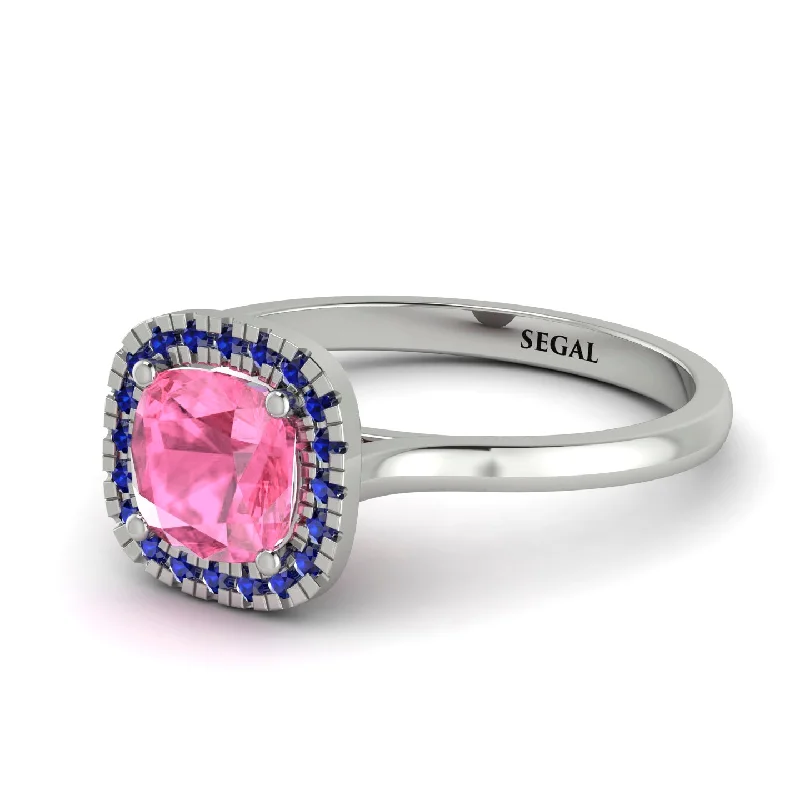 Vintage Classic Halo Cushion Pink Moissanite Ring - Skylar No. 815