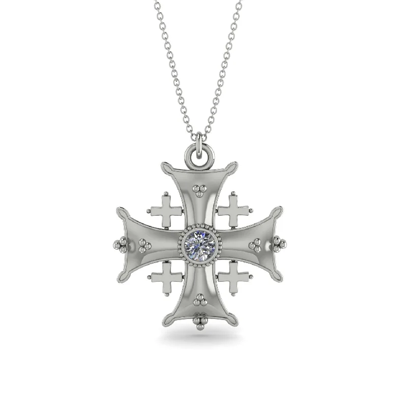 Elegant CZ Necklace-Jerusalem Diamond Cross Necklace - Elijah No. 3