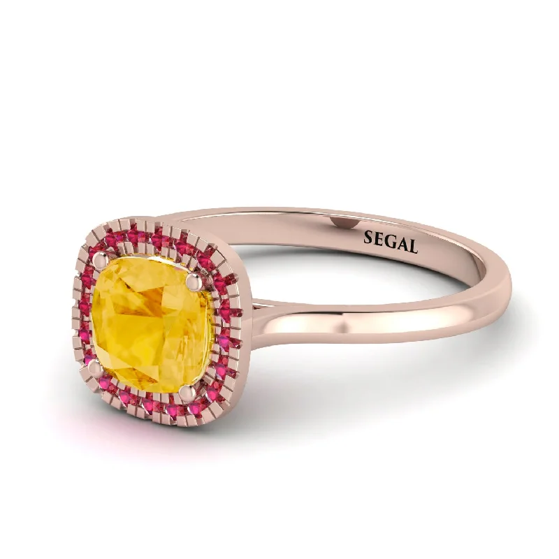 Vintage Classic Halo Cushion Citrine Ring - Skylar No. 611