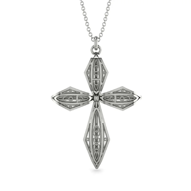 Layered Gemstone Necklace-Architectural Geometric Cross Necklace - Carson No. 3