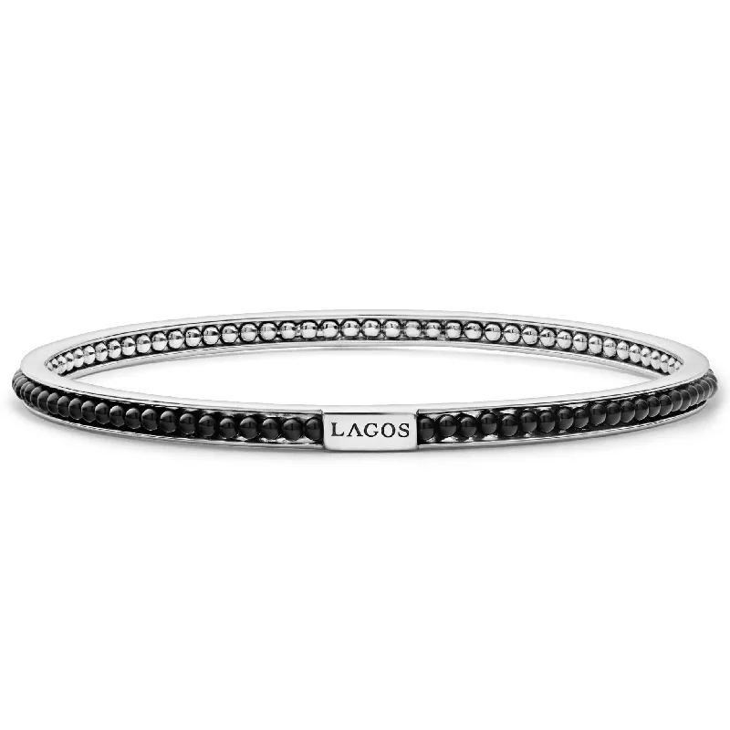 Elegant Pearl Bangles-Caviar Icon Onyx Bangle