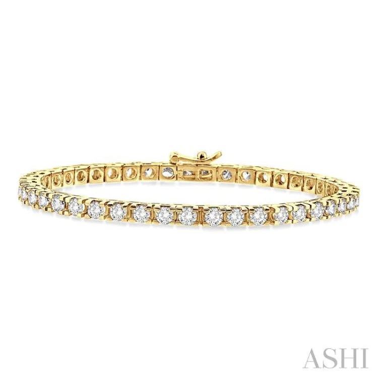 Stylish Bangles Bracelets-6 Ctw Square Shape Round Cut Diamond Tennis Bracelet in 14K Yellow Gold