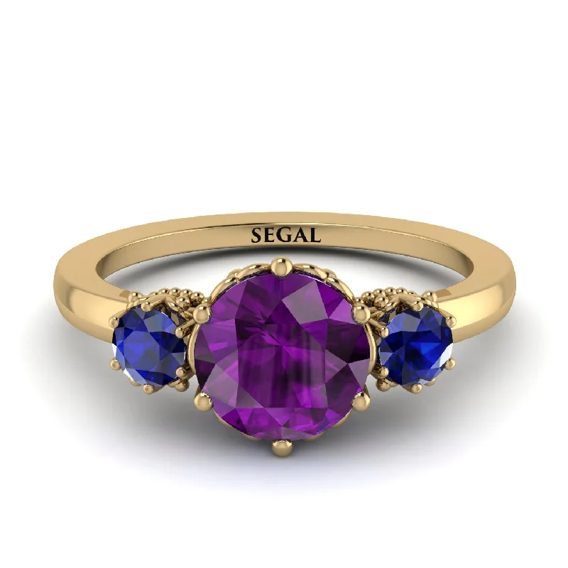 Classic 3 Stone Amethyst Engagement Ring - Sofia No. 313