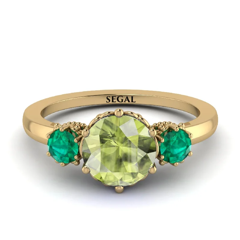 Classic 3 Stone Peridot Engagement Ring - Sofia No. 704