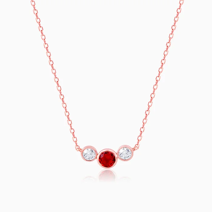 Dainty Chain Necklace-Rose Gold Scarlet Trio Necklace