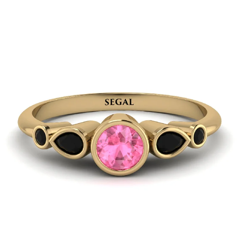 Bezel Symmetrical Pink Moissanite Ring - Ivy No. 807