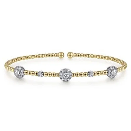 Custom Wedding Bangles-14K WHITE-YELLOW GOLD BUJUKAN DIAMOND CLUSTER STATIONS BANGLE