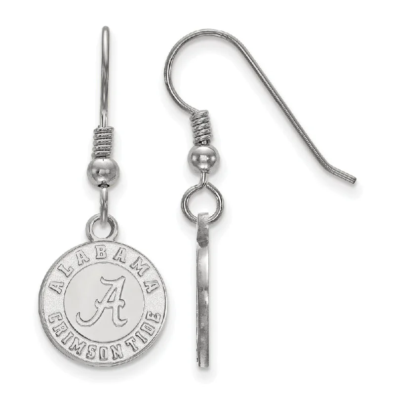 Handcrafted Sterling Earrings-Sterling Silver University of Alabama Small Dangle Earrings