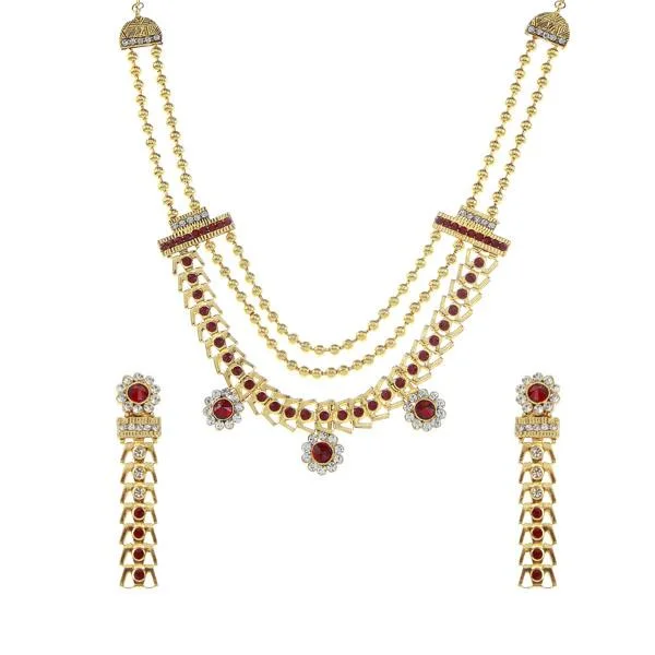 Black Diamond Necklace-Soha Fashion Austrian Stone Gold Plated Traditional Necklace Set