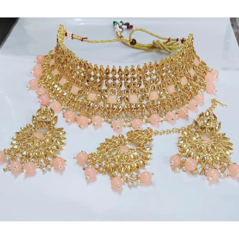 Gold Heart Necklace-Akruti Collection Gold Plated Crystal Stone Necklace Set