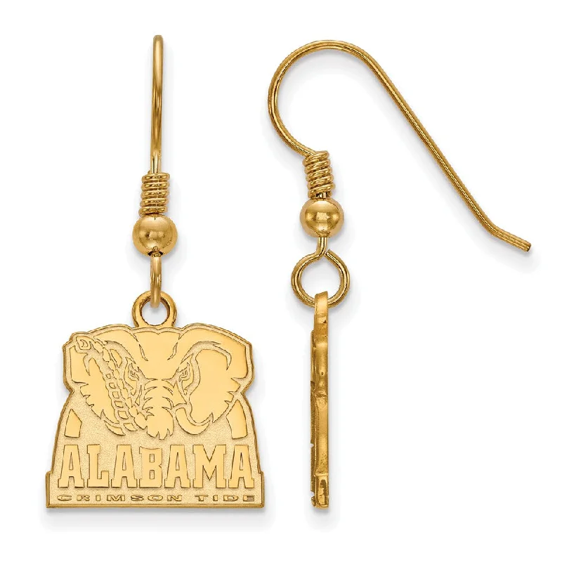 Customizable Hoop Earrings-14k Gold Plated Silver University of Alabama Dangle Earrings