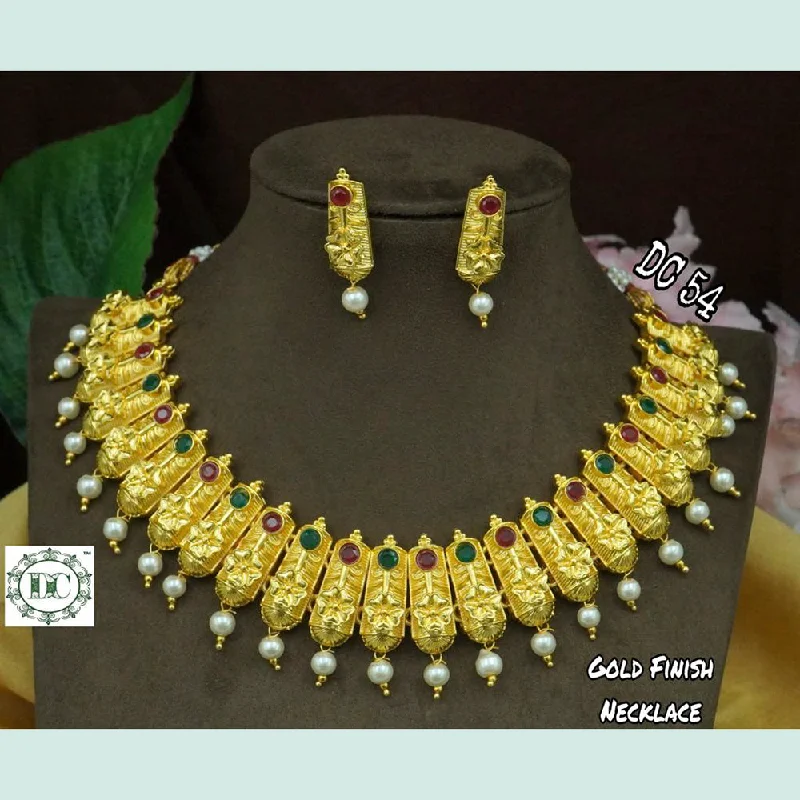 Turquoise Bead Necklace-Diksha Collection Gold Plated Choker Necklace Set