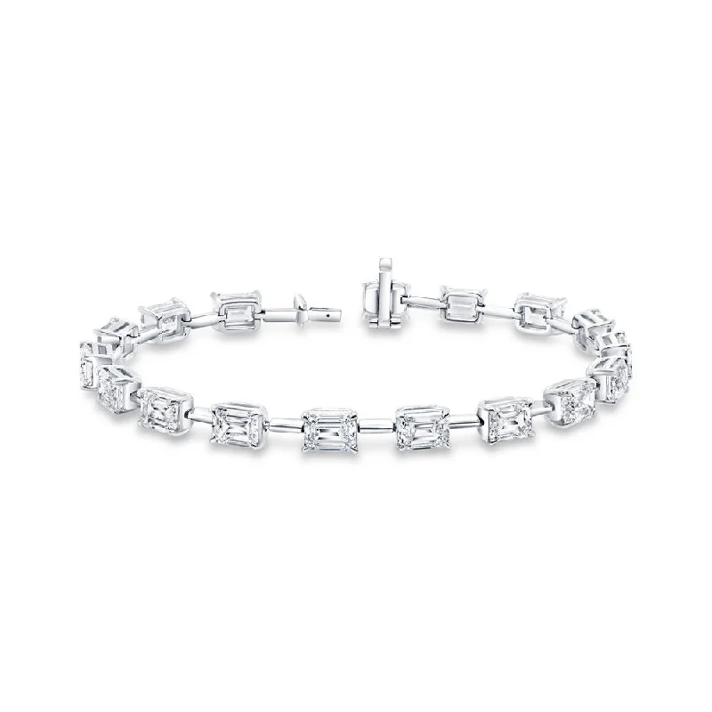 Elegant Gemstone Bracelets-Uneek Signature Collection Emerald Cut Diamond Link Bracelet