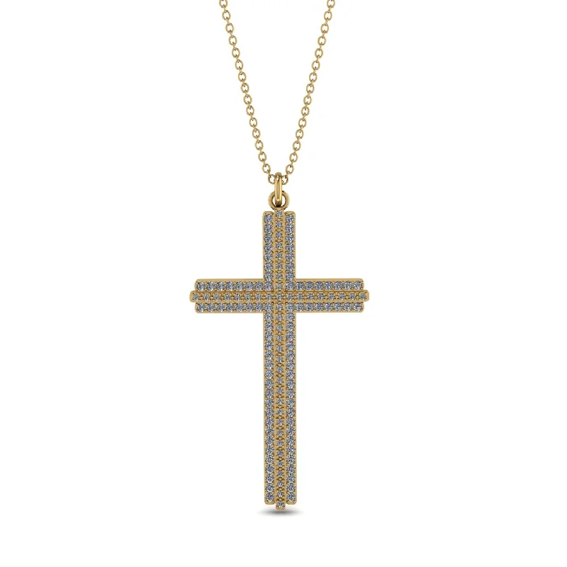 Gemstone Drop Necklace-Minimalist Diamond Cross Necklace - Aaron No. 1