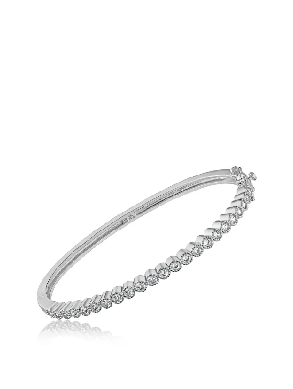 Modern Chunky Bangles-Bezel Set Bangle