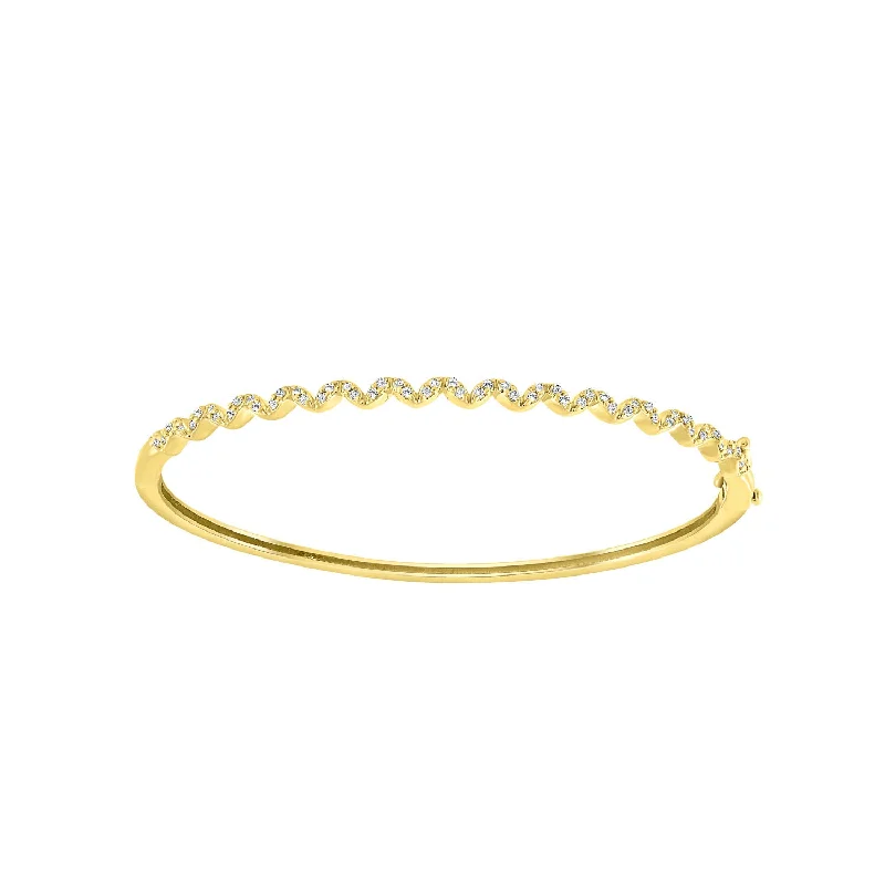 Wedding Bridal Bangles-LADIES BANGLE 0.33CT ROUND DIAMOND 14K YELLOW GOLD