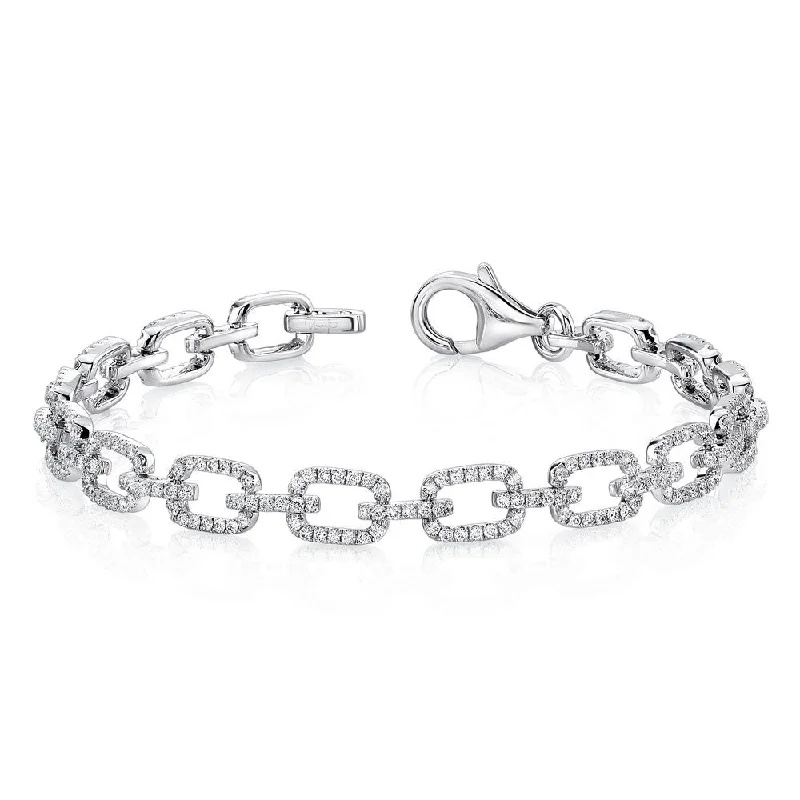 Fashionable Crystal Bracelets-Uneek Pave Chain Link Bracelet with Rectangular Links