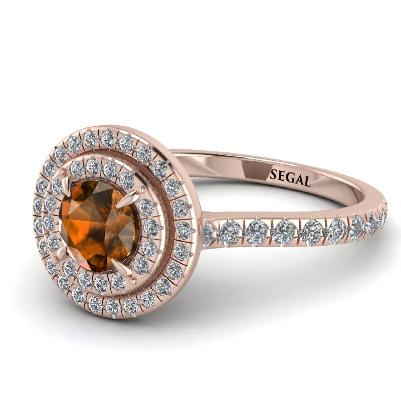 Double Halo Brown Diamond Ring - Zoey No. 1102